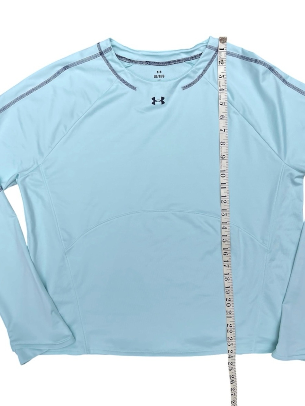 Under Armour Light Aqua Blue Long Sleeve Performance Top Thermal Layer L - Picture 6 of 7